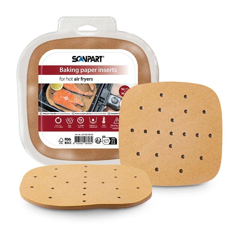 Scanpart Heißluftfritteusenpapier perforiert 16x16 cm, 100 Stück