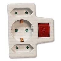 HEITECH Steckdosenadapter mit Schalter 3fach 1Schu/2Euro